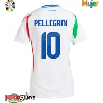 Camiseta Italia Lorenzo Pellegrini #10 Visitante Equipación para mujer Eurocopa 2024 manga corta